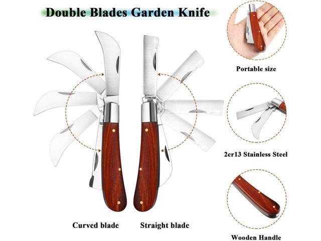Grafting Gardening Knife for Pruning, Double Blades Garden Knife for Budding Pruning with 2 Rolls Grafting Tape Plants Repair Tapes for Floral...