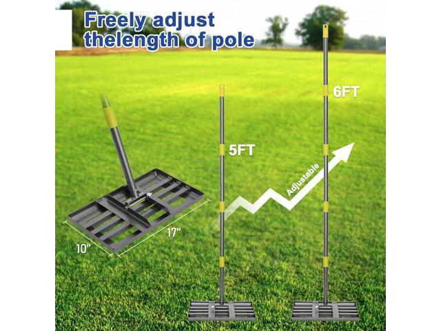 Lawn Leveling Rake Levelawn Tool Level Soil or Dirt Ground Surfaces Easily 18 x 10 Ground Plate rakes for lawns Heavy Duty 72 Extra Long...