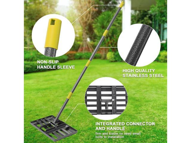 Lawn Leveling Rake Levelawn Tool Level Soil or Dirt Ground Surfaces Easily 18 x 10 Ground Plate rakes for lawns Heavy Duty 72 Extra Long...