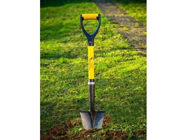 D-Handle Gardening Shovel with Cushioned Grip, Fiberglass Handle with Carbon Manganese Steel Blade, 30' Mini Handle, Yellow, for Raised Garden Beds...