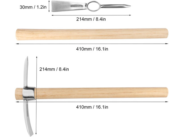 3 PCS 16 Inch Mattock Pick Axe, Stainless Steel Pick Mattock Hoe, Garden Pick, Pick Mattock for Weeding, Loosening Soil, Planting Vegetables,...
