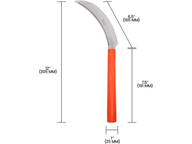Zenport K208P Harvest Sickle with Plastic Handle, Light Serration, 6.5-Inch Stainless Steel Blade, Orange