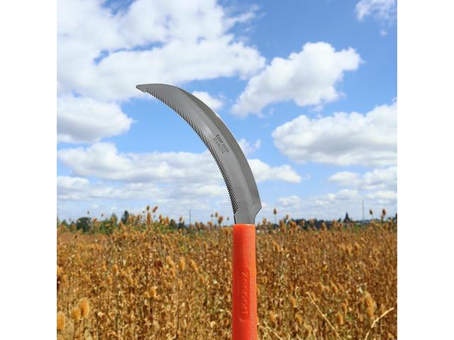 Zenport K208P Harvest Sickle with Plastic Handle, Light Serration, 6.5-Inch Stainless Steel Blade, Orange