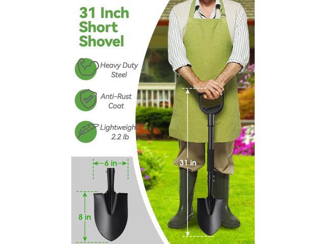 Shovel, Small Garden Shovels for Digging Gardening Heavy Duty, 31 inches Kids Sand Beach Shovel with D-Handle, Round Point Blade, Comfort Grip,...