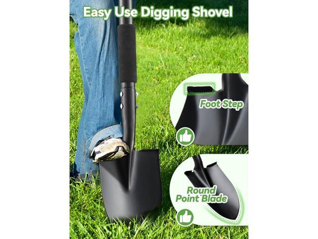 Shovel, Small Garden Shovels for Digging Gardening Heavy Duty, 31 inches Kids Sand Beach Shovel with D-Handle, Round Point Blade, Comfort Grip,...