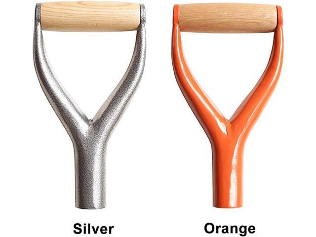CALIDAKA Shovel D Grip Handle 3.1cm/1.22inch Inside Diameter Metal Replacement With Wooden Grip for Garden Digging Raking Tool 9.05x4.7inch