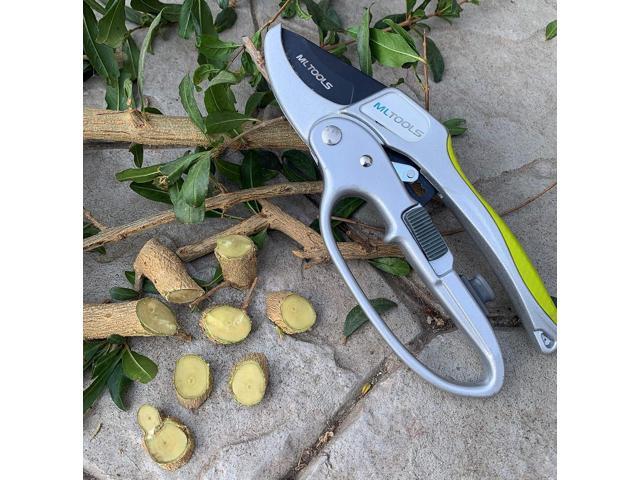 Ratcheting Bypass Pruning Shears - 8' Anvil Shears for Weak Hands - Heavy-Duty Lopping - Low Effort Trimming - Easy & Comfortable Grip - 8231
