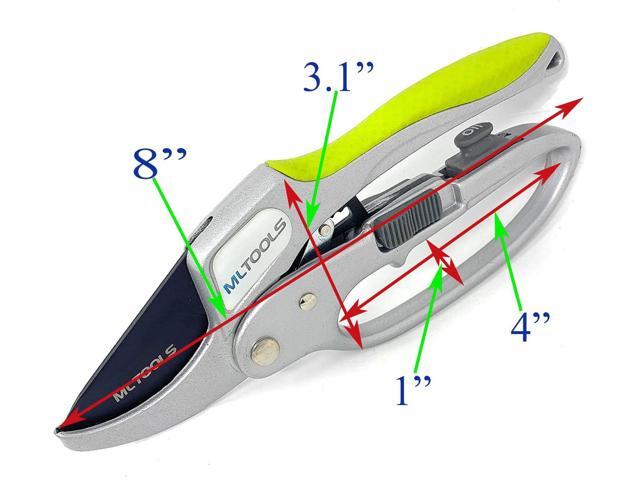 Ratcheting Bypass Pruning Shears - 8' Anvil Shears for Weak Hands - Heavy-Duty Lopping - Low Effort Trimming - Easy & Comfortable Grip - 8231