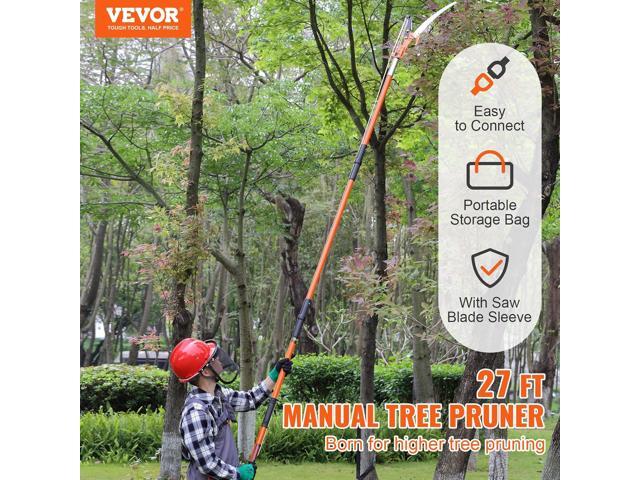 VEVOR Manual Pole Saw, 7.3-27 ft Extendable Tree Pruner, Sharp Steel Blade and Scissors High Branches Trimming, Branch Trimmer with Lightweight 8...