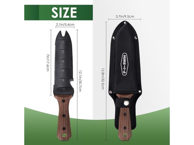 Hori Hori Garden Knife, Garden Tools with Sheath for Weeding,Planting,Digging, 7' Stainless Steel Blade with Cutting Edge, Full-Tang walnut Wood...