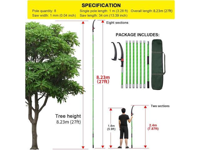 27 Feet Tree Pole Pruner Manual Branches Trimmer Tree Branch Garden Tools Loppers Hand Pole Saws Extendable Height