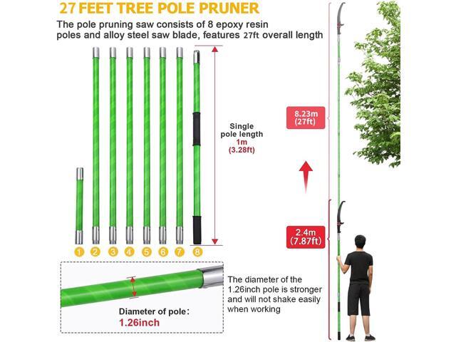 27 Feet Tree Pole Pruner Manual Branches Trimmer Tree Branch Garden Tools Loppers Hand Pole Saws Extendable Height