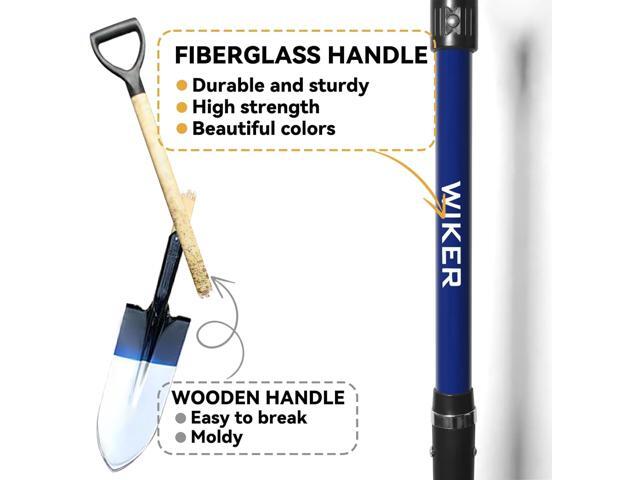 WIKER Spade Shovel,Sharp Shooter Shovel,Shovels for Digging,Planting,Trenching,Gardening,Drain Spade with Fiberglass Handle Heavy Duty,Blue,45 inches