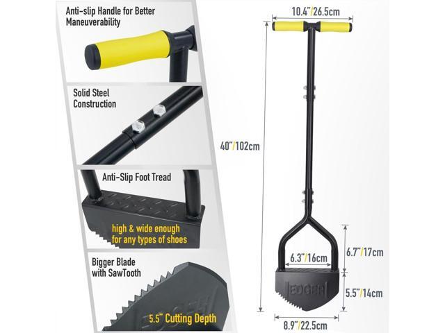 Colwelt Manual Edger Lawn Tool 40-inch, Half Moon Edger Chopper Lawn Tool with V-Shape Serrated Blade, Solid Steel Lawn Edger Tool with Soft...