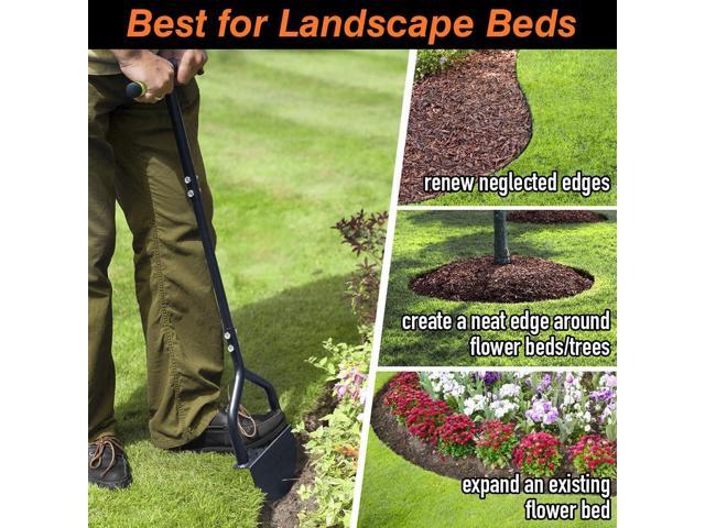 Colwelt Manual Edger Lawn Tool 40-inch, Half Moon Edger Chopper Lawn Tool with V-Shape Serrated Blade, Solid Steel Lawn Edger Tool with Soft...