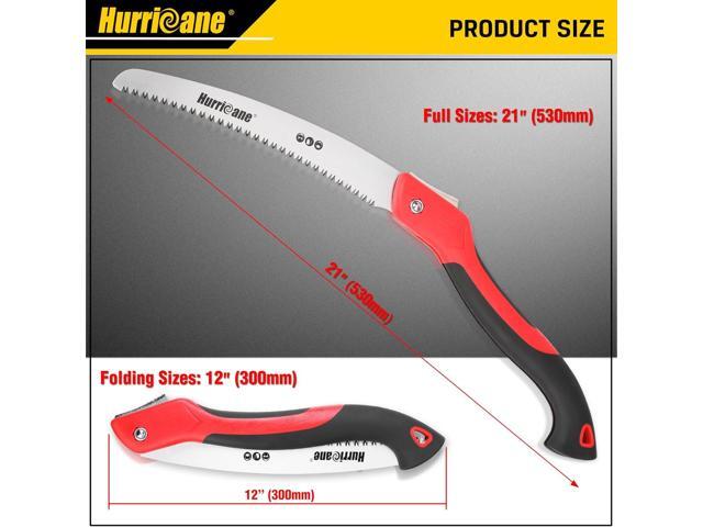 HURRICANE Folding Hand Saw, 10 Inch Pruning Saw, Hand Saw for Wood Cutting, Camping Tree Saw with SK5 Curved Blade, Triple-cut Razor Teeth, Outdoor...