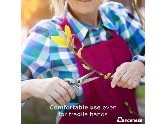 Gardeness Pruning Shear Straight Pruning Snip 2PCS Stainless Steel Florist Scissors, Multi-Tasking Precision Hand Pruner Herb Snips Flower Clippers...