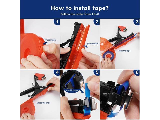 Plant Tying Machine, Garden Tapetool Tapener Gun with 12 Rolls of Tape, 1 Box Staples and 1 Replacement Blade for Vegetables, Grape, Tomato,...