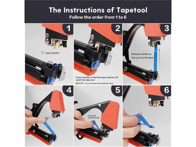 Plant Tying Machine, Garden Tapetool Tapener Gun with 12 Rolls of Tape, 1 Box Staples and 1 Replacement Blade for Vegetables, Grape, Tomato,...