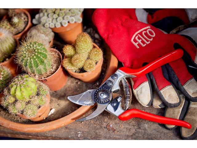 FELCO Pruning Shears (F 14) - High Performance Swiss Made One-Hand Garden Pruner with Steel Blade,Red, Silver