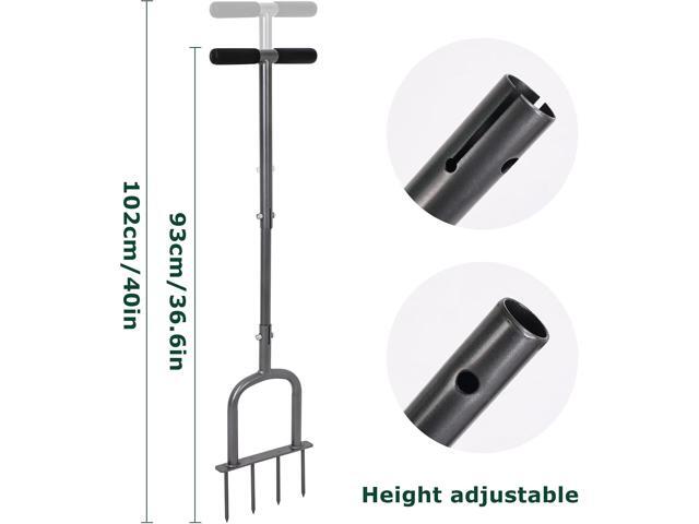 Height Adjustable Mannual Lawn Aerator for Compacted Soils and Lawns Hand Aerator with 4 Spike Aerator