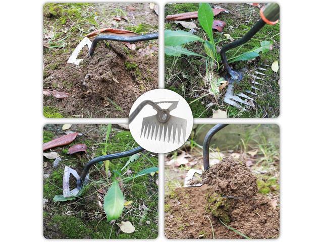 New Adjustable Uprooting Weeding Tool with Long Handle,11-Teeth Weed Puller Rake 2-in-1 Hand Weeder Garden Tools for Garden & Backyard,Manganese...