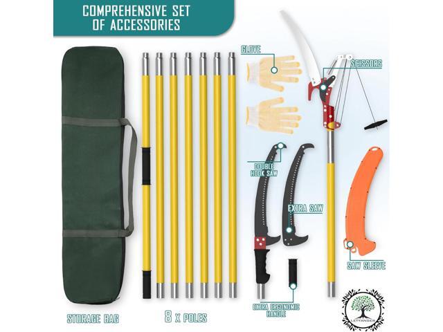 Pole Saws for Tree Trimming, 7.3-27 ft Extendable Tree Trimmers Long Handle Pruner, Sharp Steel Blade and Scissors High Branches Trimming, Tree...