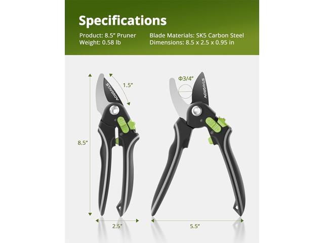Pruning Shears for Gardening - 8.5' SK5 Garden Shears Cuts 10000+ Times Staying Sharp - Garden Scissors with One-handed Unlocking & Adjustable...