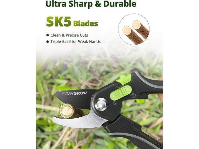 Pruning Shears for Gardening - 8.5' SK5 Garden Shears Cuts 10000+ Times Staying Sharp - Garden Scissors with One-handed Unlocking & Adjustable...