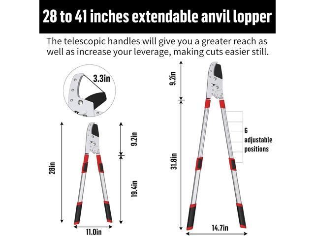 GARTOL Heavy-Duty Extendable Loppers, 28'-41' Telescopic Tree Trimmer, Double Ratcheting Branch Cutter, Anvil Lopper for Thick Branches, Cuts 2'...