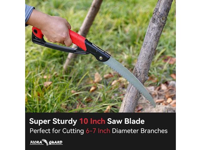 FLORA GUARD 10-Inch Folding Hand Saw, Heavy Duty Pruning Saw with Multi-Level Razer Teeth for Wood Cutting, Tree Trimming, Professional Camping...