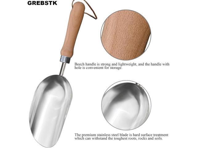 GREBSTK Garden Hand Large Capacity Fertilizer Scoop Soil Shovel Stainless Steel Gardening Trowel for Transplanting, Digging, Planting, Cultivation