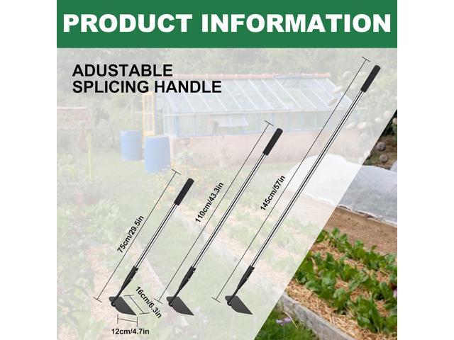 Garden Hoe, Long Handle Hoe Garden Tool with Non-Slip Silicone Cover, 56-Inch Stainless Steel Handle, Heavy Duty Hoe with Durable Blade, for...