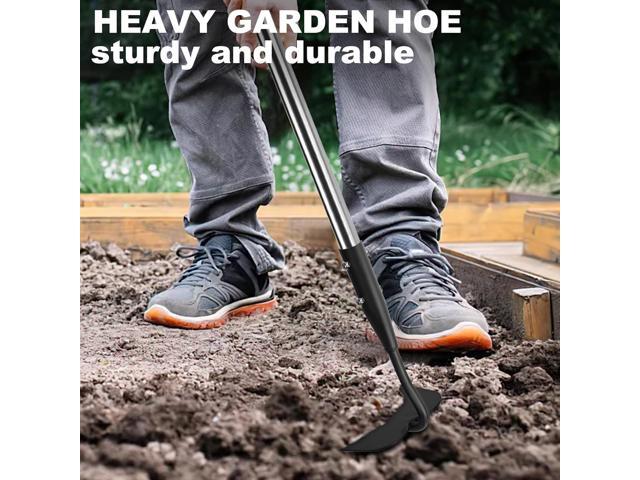 Garden Hoe, Long Handle Hoe Garden Tool with Non-Slip Silicone Cover, 56-Inch Stainless Steel Handle, Heavy Duty Hoe with Durable Blade, for...