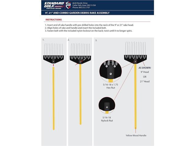 Garden Landscape Rake 9 & 21' Head Garden Debris Rakes Combo Elevate Your Outdoor Spaces with Precision and Efficiency Ideal for Lawn and...