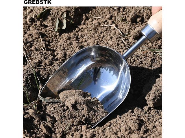 GREBSTK Garden Hand Large Capacity Fertilizer Scoop Soil Shovel Stainless Steel Gardening Trowel for Transplanting, Digging, Planting, Cultivation