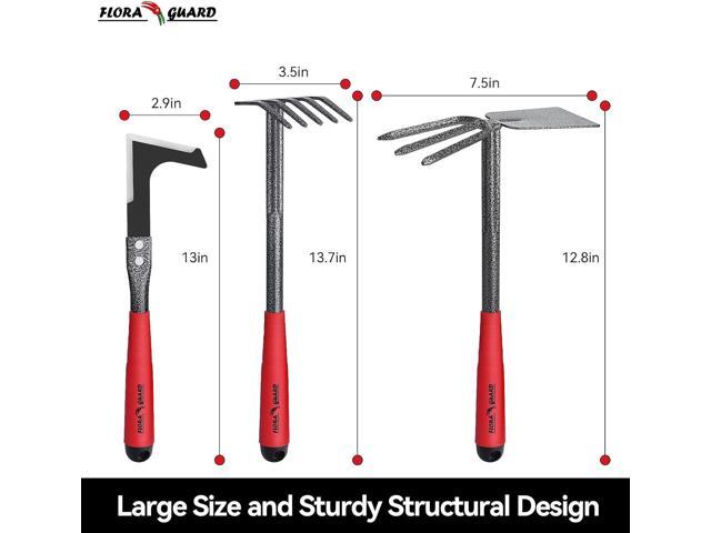 FLORA GUARD Garden Tool Set 6 Piece Heavy Duty, Large Size Gardening Hand Tools, Sturdy & Durable, Classic Utility Gardening Gift for Seniors and...
