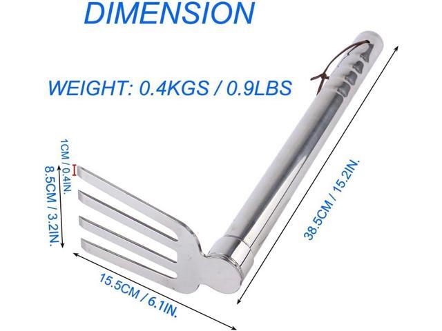 Stainless Steel Garden Cultivator Metal Hand Weather Resistant Hand Tool 15-Inch Lightweight 4 prongs Rake for Weeding Seeding Turning Soil