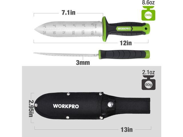 WORKPRO Hori Hori Garden Knife, 7' Stainless Steel Blade with Cutting Edge, Garden Tools with Oxford Sheath, Ergonomic TRP Handle with Hanging Hole...