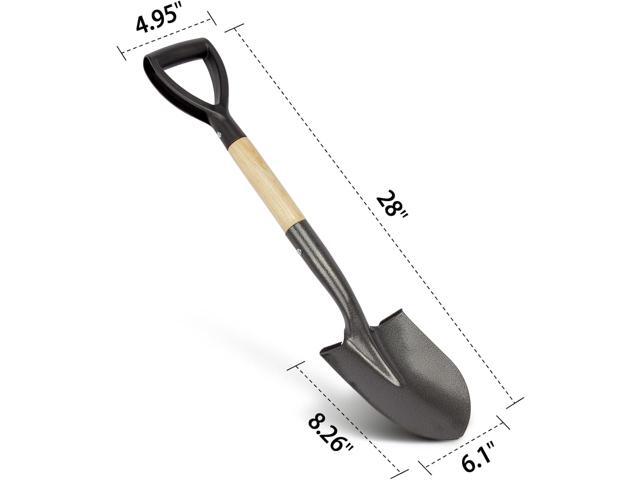 Shovel for Digging, Round Small Shovel with Wooden D-Handle, Metal Garden Shovel for Gardening, 28 Inches