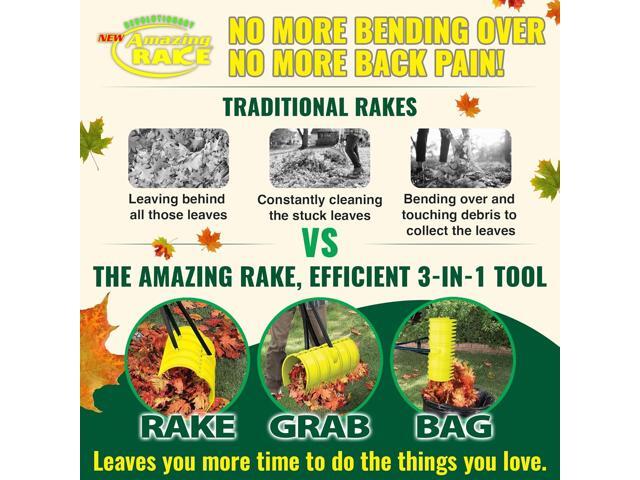 Amazing Rake Back Saving Garden Rake Leaf Rakes for Gardening Leaf Picker Upper Heavy Duty Leaves Claw & Rakes Lawns Garden Tool Easy Leaf &...