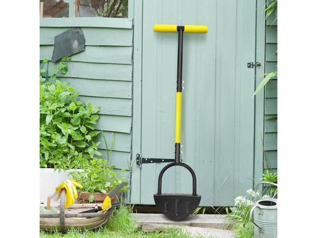 Manual Edger, Half Moon Edger, Saw-Tooth Garden Edger Hand with Steel Long Handle, Lawn Edger for Garden Sidewalk Flower Beds