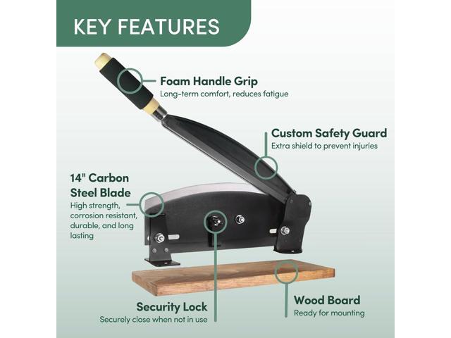 Professional Flower Stem Cutter Tool - for Floristry and Gardening - Bulk Bunch Cutter with 14' Durable High Carbon Steel Blade, Wood Board and...