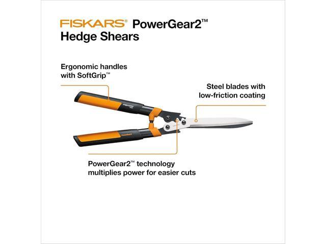 Fiskars 23-Inch Hedge Shears, Bush Trimmer with PowerGear2 Technology that Multiplies Power for Less Effort, SoftGrip Handles with Shock-Absorbing...