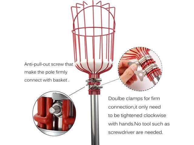 COCONUT Fruit Picker Tool, Fruit Picker with Basket and Pole Easy to Assemble & Use Fruits Catcher Tree Picker for Getting Fruits(5ft)