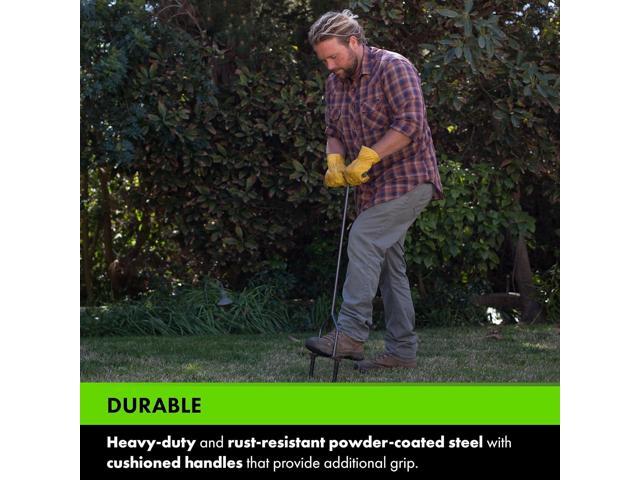 Yard Butler ID-6C Manual Lawn Coring Aerator - Grass Dethatching Turf Plug Core Aeration Tool - Grass Aerators for Small Yards - Loosen Compacted...