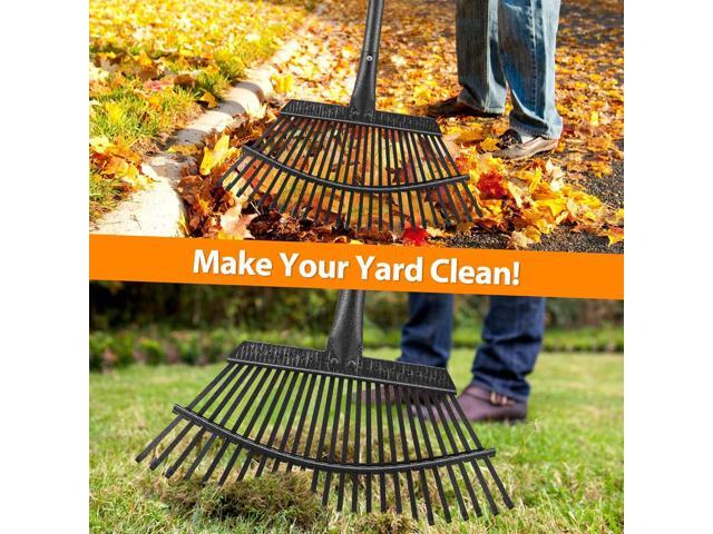 Rake, Garden Rake for Leaves, Heavy Duty Metal Leaf Rake with 37-65 inch Adjustable Steel Handle, 25 Tines 18' Wide Rake Garden Tools for Lawns...