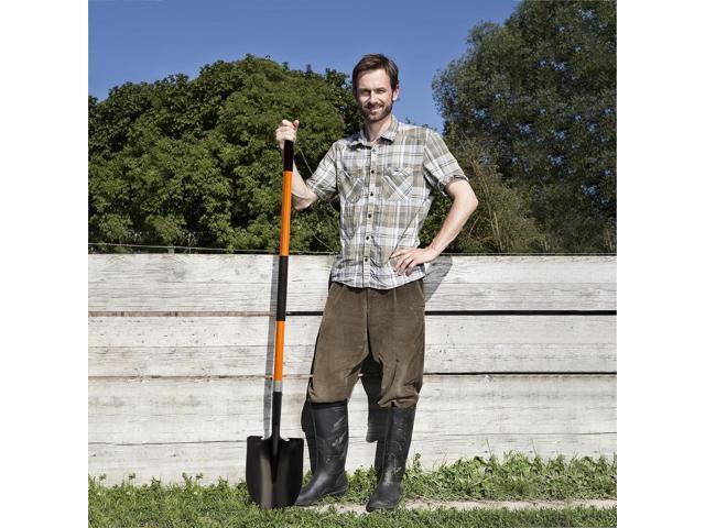 Heavy Duty Gardening Shovel, 56 Inch Round Blade with Fiberglass Handle (Orange)