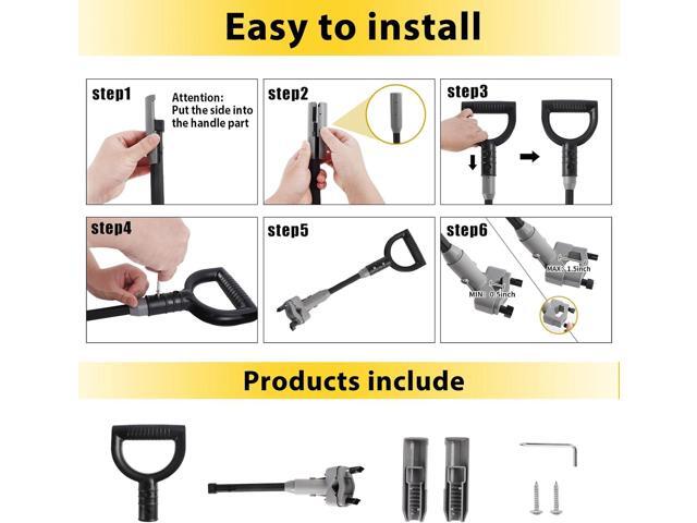 Universal Shovel Handle, Strain-Reducing Elasticity Snow Shovel Handle Ergonomic Back Saver Attachment for Snow Shovels, Rakes, Weed Eater,String...