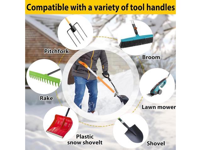 Universal Shovel Handle, Strain-Reducing Elasticity Snow Shovel Handle Ergonomic Back Saver Attachment for Snow Shovels, Rakes, Weed Eater,String...